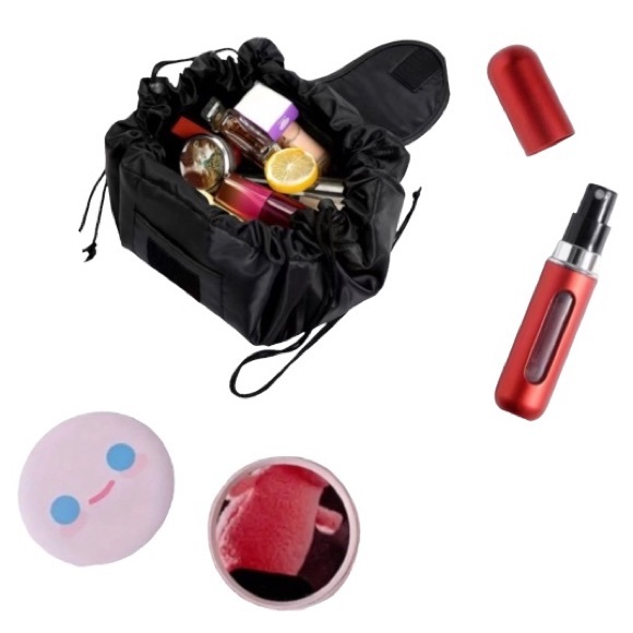 Handbags - SOLD OUT 🆕 Beauty Bundle Drawstring Makeup Bag w/Travel Perfume Spray & Mirror